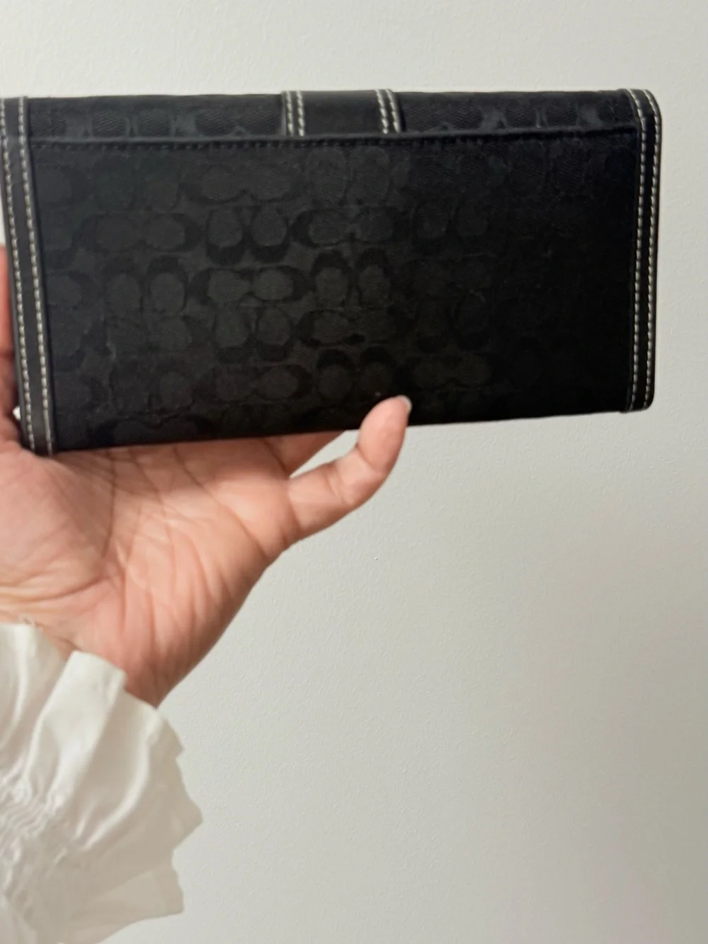 Y2K Coach Black Signature Canvas Wallet with Silver-Tone Buckle